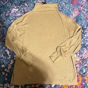 Ann Taylor tan cream Edwardian inspired sweater top puff sleeve small